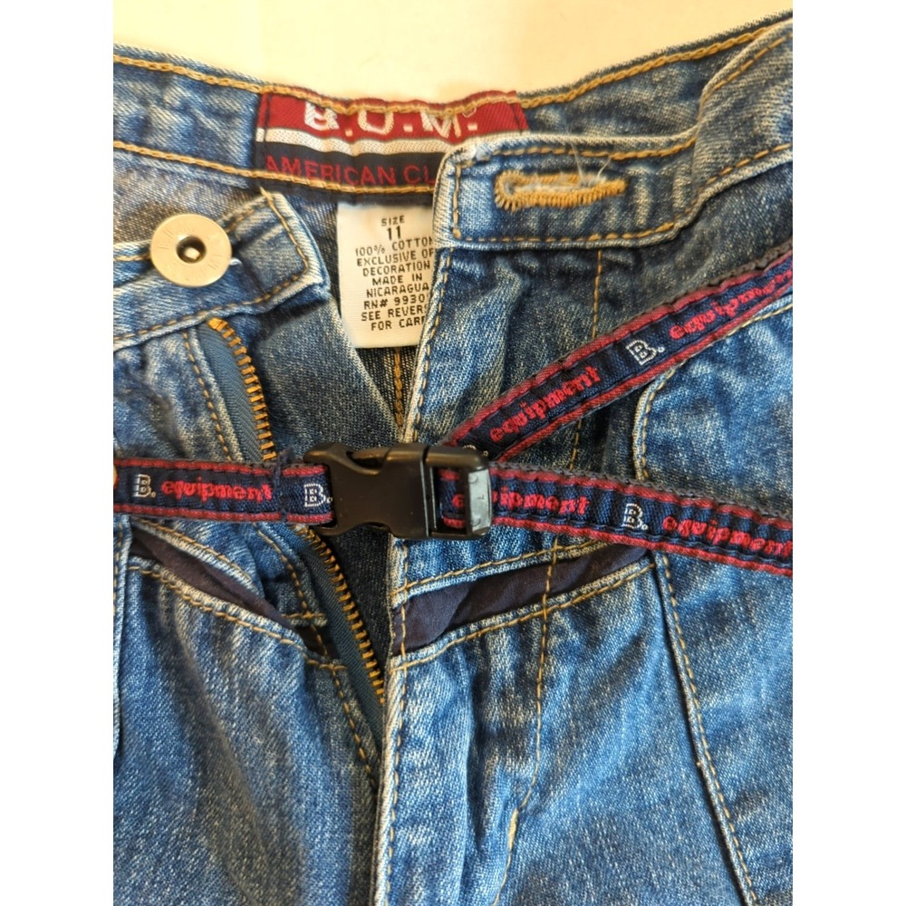 Vtg Bum Equipment Denim Shorts Women 11 Belted Boho Appeal Western Chic Rodeo